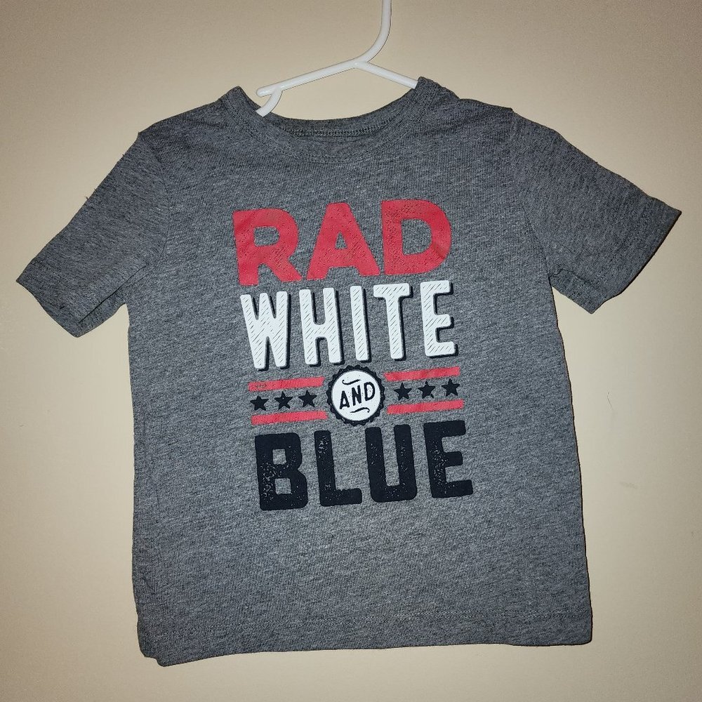 Toddler Oshkosh Originals Graphic Tee 3T, "Rad, White, and Blue" Print, Gray